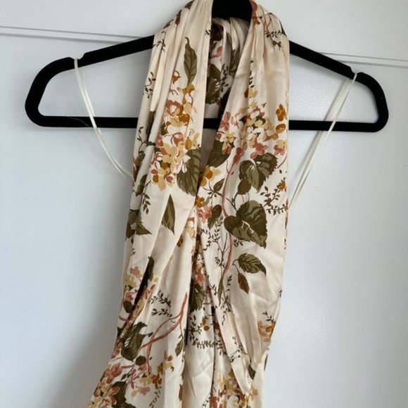 NWT Reformation Veria Maxi Silk Dress Sz 0 Bella Floral Wrap Halter Tie Neck - Picture 5 of 12
